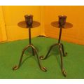 Pair of Black Wrought Iron Candle Stick Holders