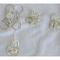 Silver rounds necklace with earrings