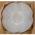 Vintage Anchor Hocking White Milk Glass Gold Ri...