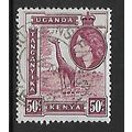 KENYA UGANDA TANGANYIKA 1954 50c GIRAFFE PURPLE...