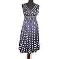 Monsoon Silk Dress Marguerite Blue White Spotte...