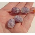 4 Egg Shape Crackle Glass Givre Beads 20x15mm P...