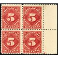 J64, Mint NH 5¢ Block of Four Postage Due Stamp...