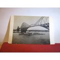 NAVAL SHIP?, FORTH BRIDGE, SCOTLAND unused vintage postcard photograph on card =