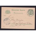 BAVARIA 1902 5pf POSTAL STATIONERY CARD TO FRAN...