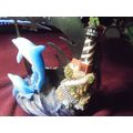DOLPHIN w/ CALF CANDLE HOLDER & WARMER Resin St...