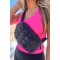 Black Quilted Puffer Belt Bag Fanny Pack