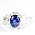 Blue Star Sapphire, 925 Sterling Silver Ring, S...