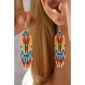 White Western Rice Bead Tassel Hook Earring