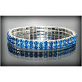 2 Row Wedding Party Blue Rhinestone Stretch Ban...