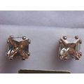 Pink CZ Earrings Cubic Zirconia Princess Star C...