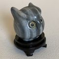 Grey Banded Agate Owl Figurine W Stand Vintage ...