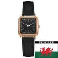 Ladies Small 2.3 cm Black Square Face Steel Bac...