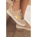 Buckskin Star Glitter Patchwork Lace-up Sneakers