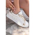 White Leopard Print Glitter Patched PU Leather ...
