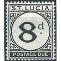 St Lucia 1947 D6 8d Black Postage Due Mounted M...