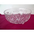 MINT TRI FOOTED 8'' DIAMETER LEAD CRYSTAL BOWL