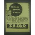 1930 Zemo Ointment Ad - Itching Torture Ended