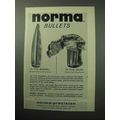 1958 Norma Bullets Ad - In the Barrel In The Game