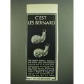 1968 Les Bernard Snail Pins Ad - C'est Les Bernard