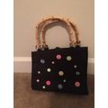 Vtg Madison Studio Polka Dot Hand Bag Bamboo wi...