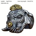Retro Men's Chunk Elephant Ring Adjustable Ring...
