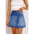 Ashleigh Blue Wrapped Crossed Waist Denim Mini ...