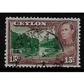 CEYLON 1938 15c GREEN & BROWN RIVER SCENE SG 39...