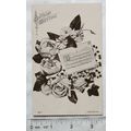 vintage postcard Birthday Greeting - white roses