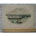 Vintage: coloured engraving - Portsmouth Harbour