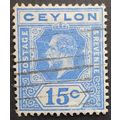 Ceylon: 1912-25 15c deep bright blue SG311 used