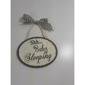 oval wooden baby sleeping sign
