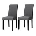 Set of 2 Grey Linen Upholstered Nailhead Dining...