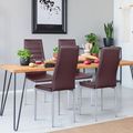 Set of 4 Modern High Back Brown PVC Leather Din...
