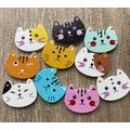 Cat Wooden Buttons Children Animal Knitting Sew...