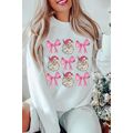 Beige Santa Claus Bowknot Pattern Christmas Swe...