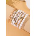 White MAMA Heart Pearl Beaded Chain Multi Layer...