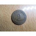 1876f 2 Pfennig Germany Empire Coin