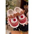 Fiery Red Christmas Cartoon Reindeer Plush Home...