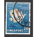 SINGAPORE 1962 20c COPPER BANDED BUTTERFLY FISH...