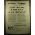 1955 Qantas Airlines Ad - Be the first one in your block to win a Kangaroo