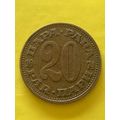 Umlaufmünze Jugoslawien 20 Para 1974