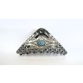 Large dark triangle silver turquoise blue desig...