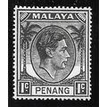 PENANG MALAYA 1949 KG6 1c BLACK SG 3 SG3 MINT H...