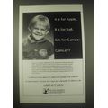 1998 St. Jude Children's Research Hospital Ad - A is for Apple, B is for Ball