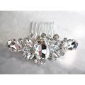 Crystal silver hair comb barrette clip bridal c...