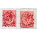 AFRICA SOUTH 1913 ONE PENNY 1d SG4 x2 SHADE LOT...