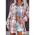 Pink Plaid Button Up Patch Pocket Shirt