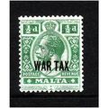 MALTA 1917 SG92 1/2d DEEP GREEN OPT WAR TAX M /...