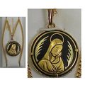 Damascene Gold Virgin Mary Round Shape Pendant ...